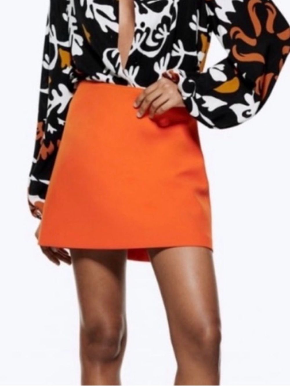 Zara Orange A-line Mini Skirt Casual size L